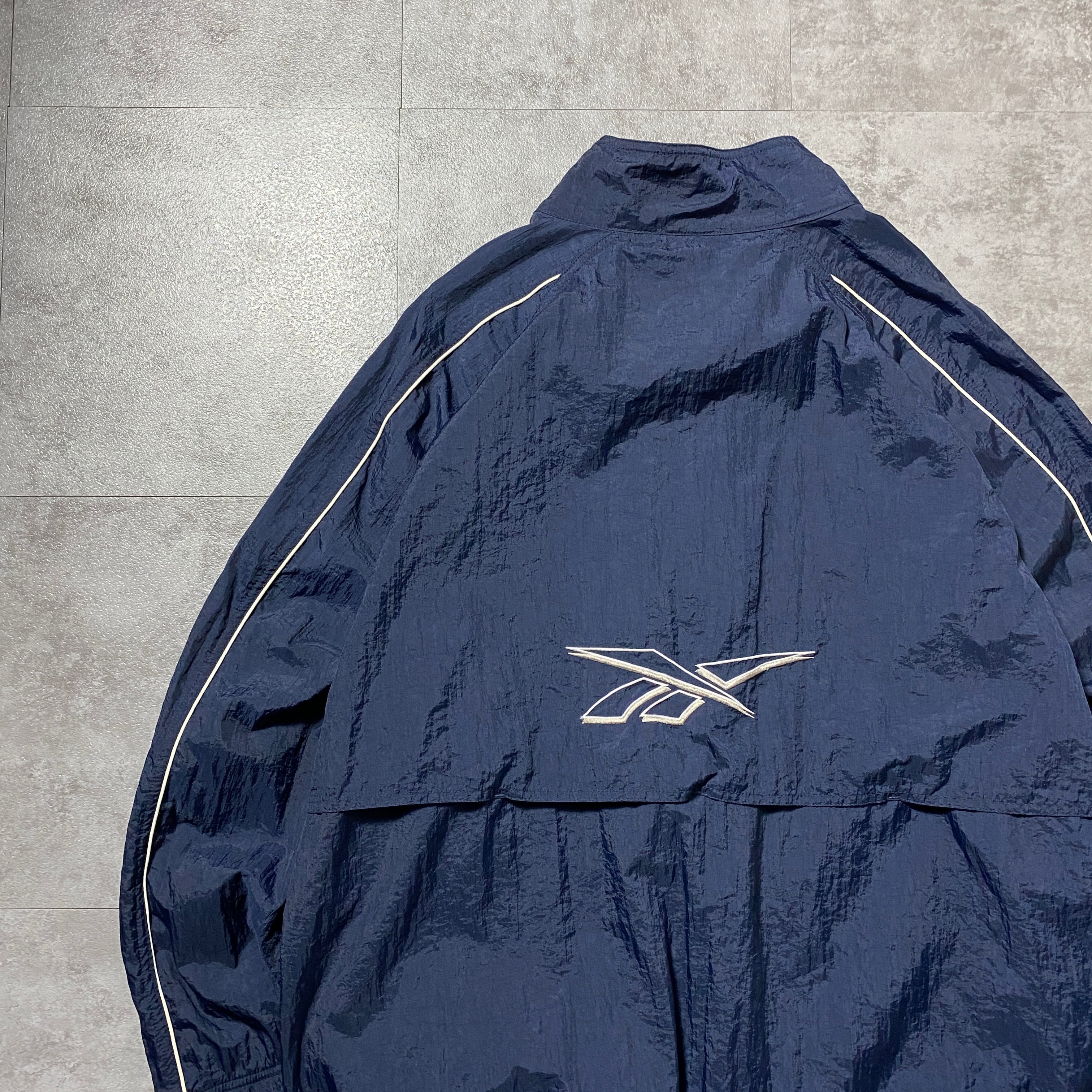 90's Reebok リーボック 刺繍ワンポイント バックロゴ ネイビー