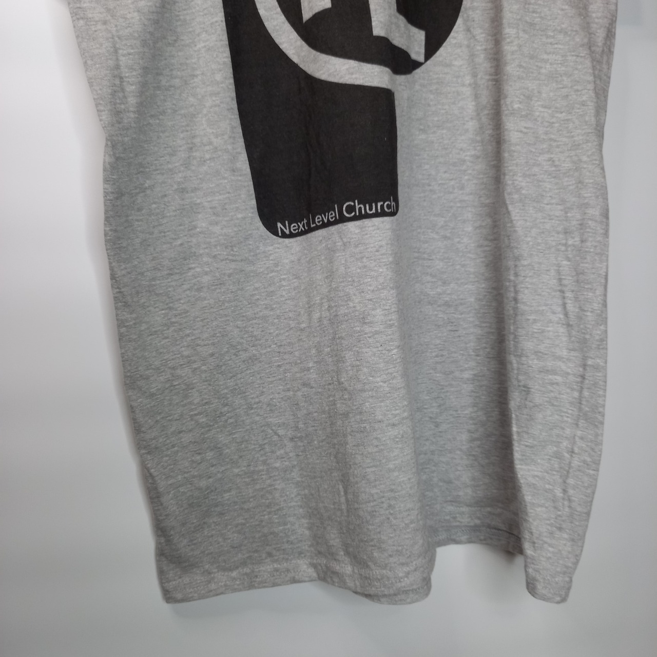 ギルダン　クルーネック　プリントTシャツ　リングスパン　ビッグロゴ　グレー　M