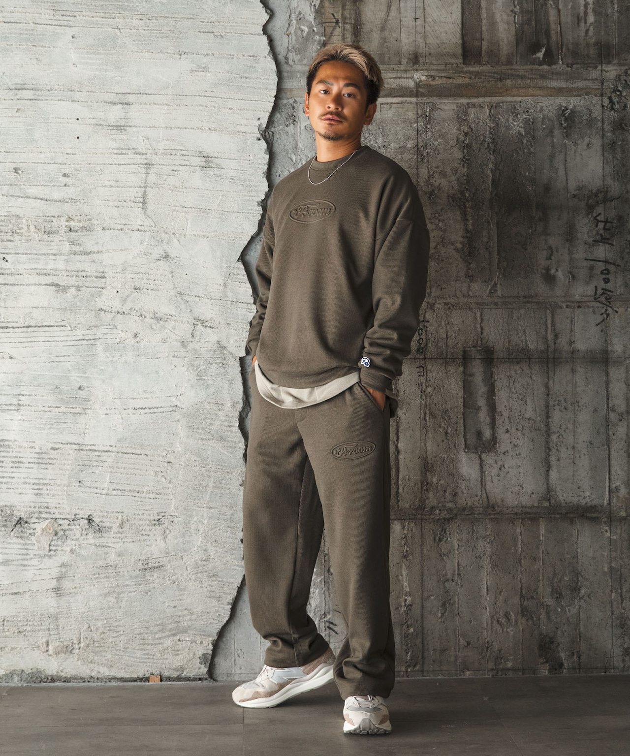 【#Re:room】EMBOSS LOGO STRETCH RIB WIDE PANTS［REP199］