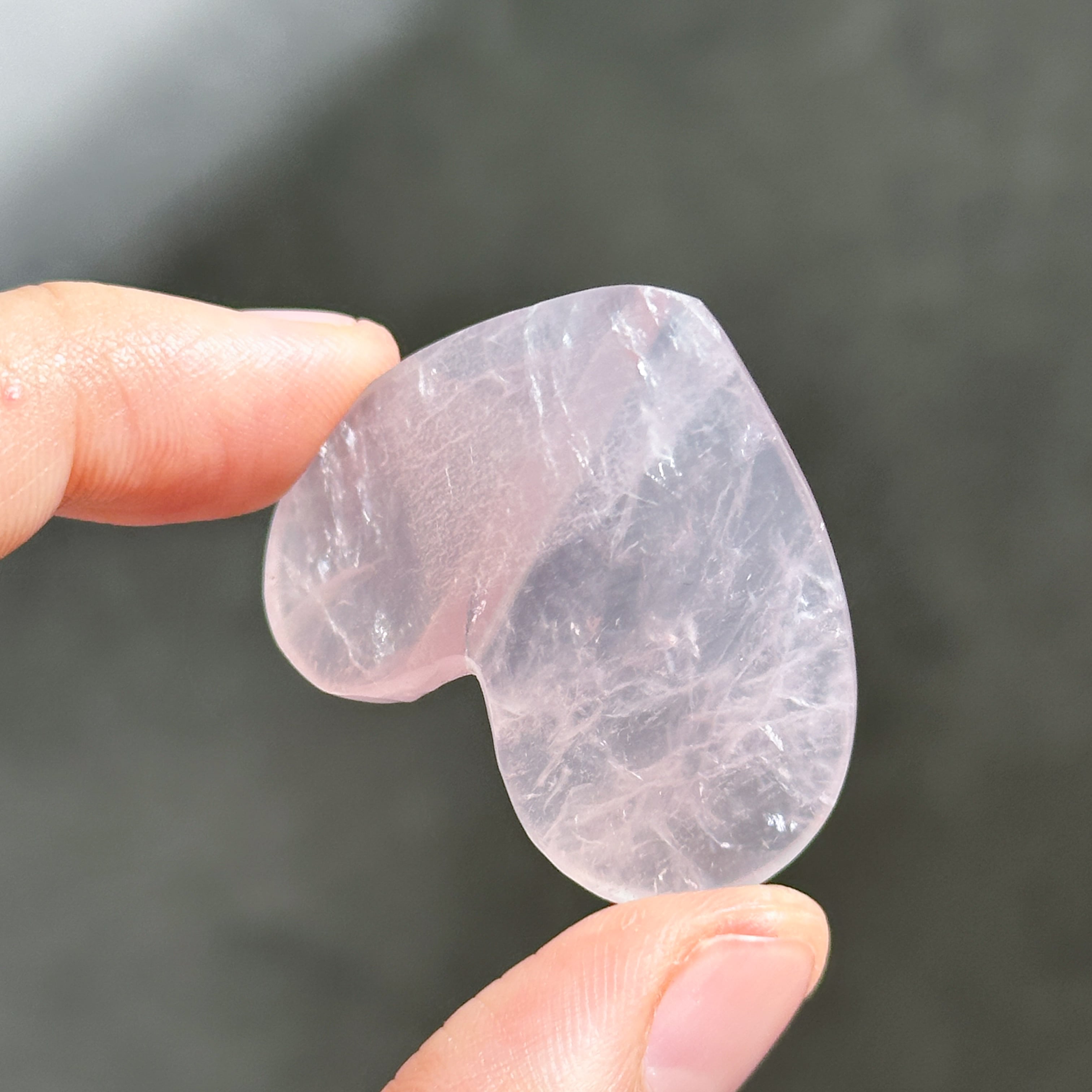ローズクォーツ 3Dハート 01♡Rose Quartz heart ♡天然石・鉱物