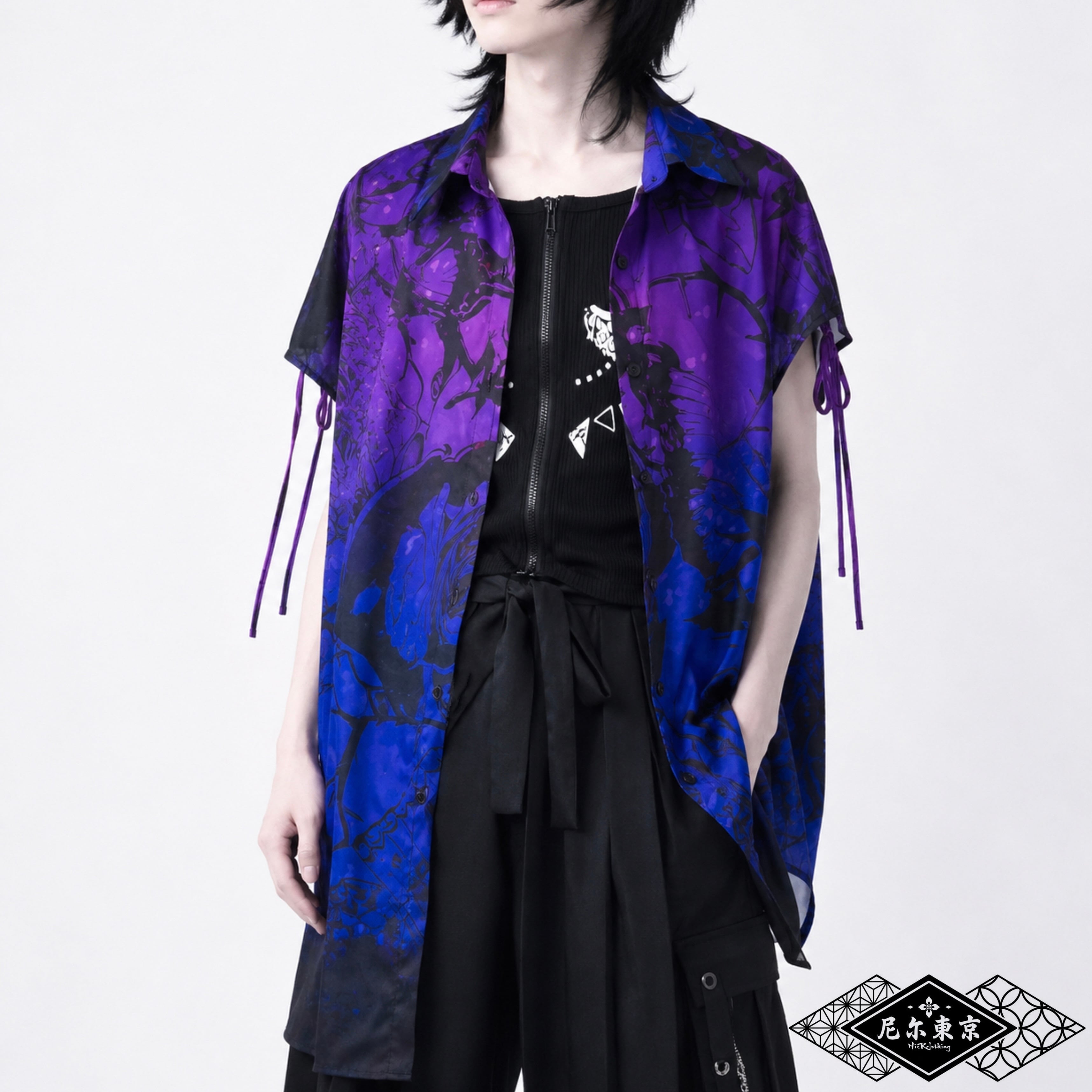 夏用2WAY総柄和風羽織【GRADATION BUTTERFLY×ROSE 】 | NIER CLOTHING