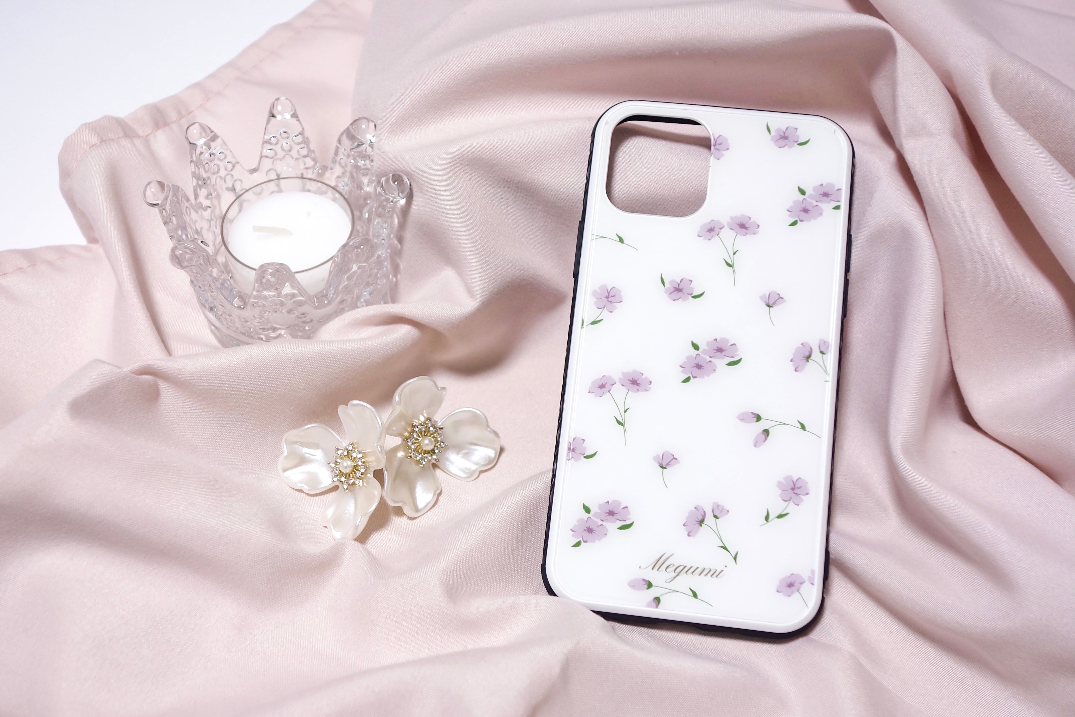 ピンクの花柄 フルカバー強化ガラスケース Iphoneケース Dahlia ピンクの花柄 フルカバー強化ガラスケース Iphoneケース Dahlia