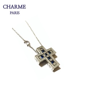 white gold  cz blue diamond original necklace