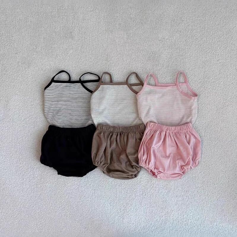 【BABY】韓国風 ボーダーベスト&ブルマ