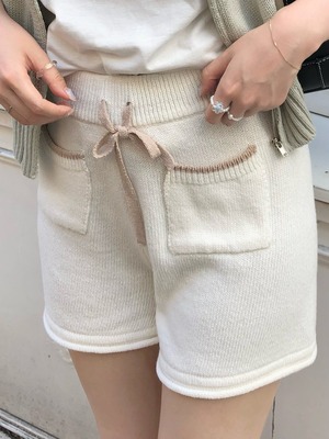 miel knit short pants (beige/navy/white)