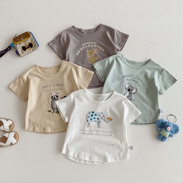 【BABY】アニマルイラストプリント半袖Tシャツ - 1