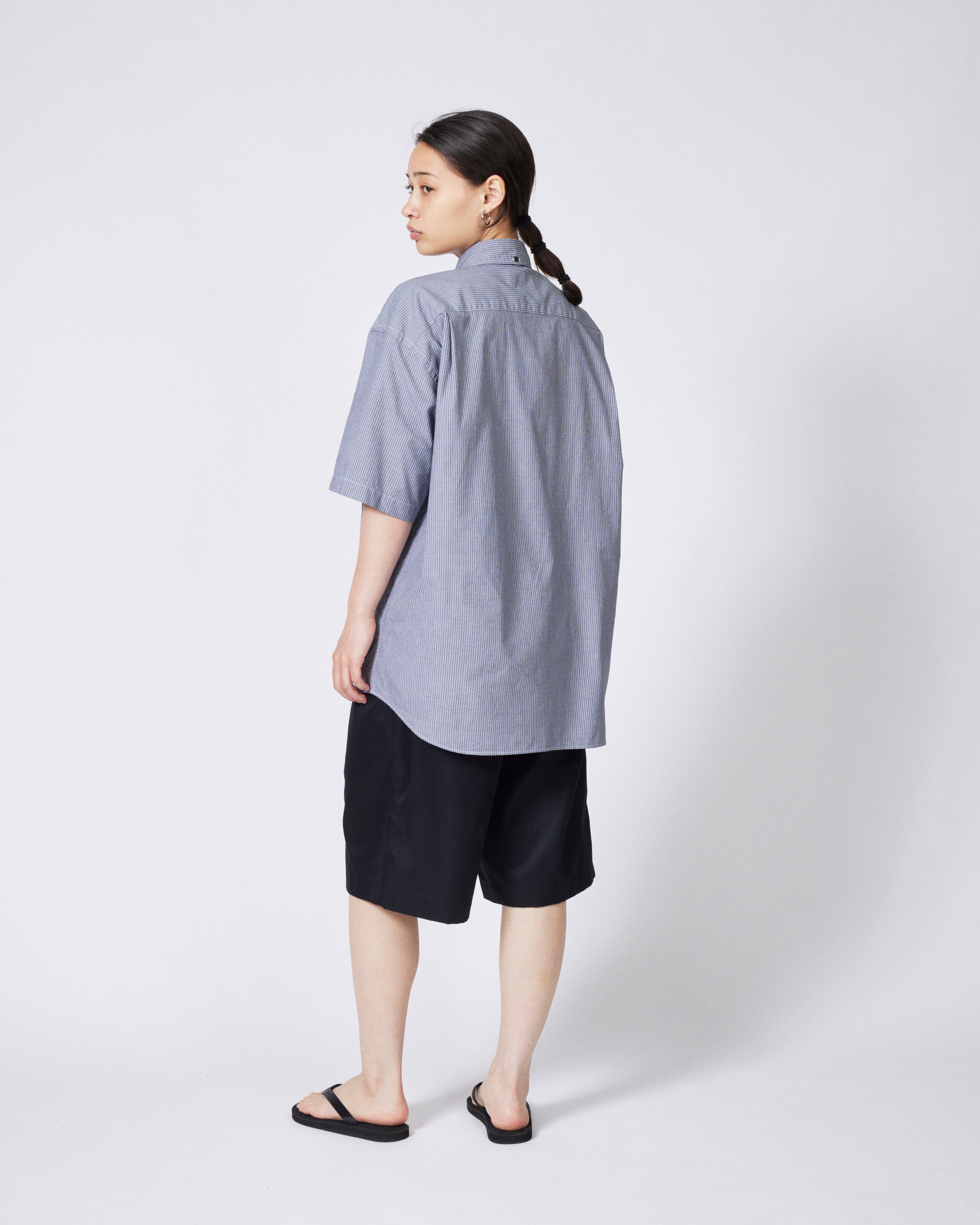 everyone oversized B/D check short sleeve shirt (BLACK) | everyone