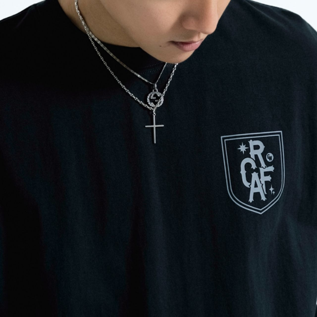 スターレタープリントアメカジロングTシャツ　1088