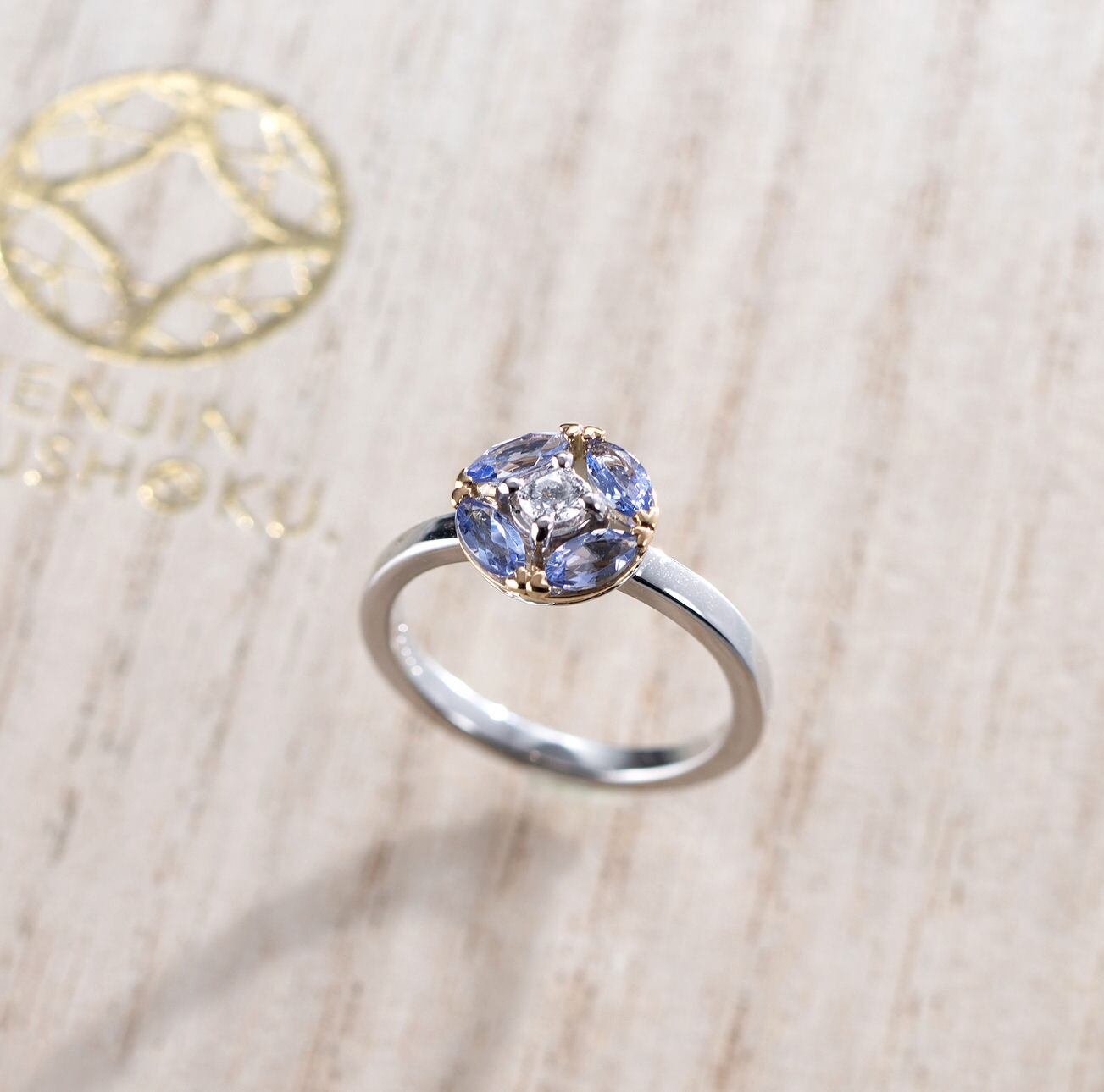 Pt/K18ダイヤモンド・タンザナイト SIPPOU(七宝)リング | 天神宝飾