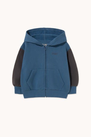 送料無料 tinycottons/COLOR BLOCK LOGO HOODIE - light navy
