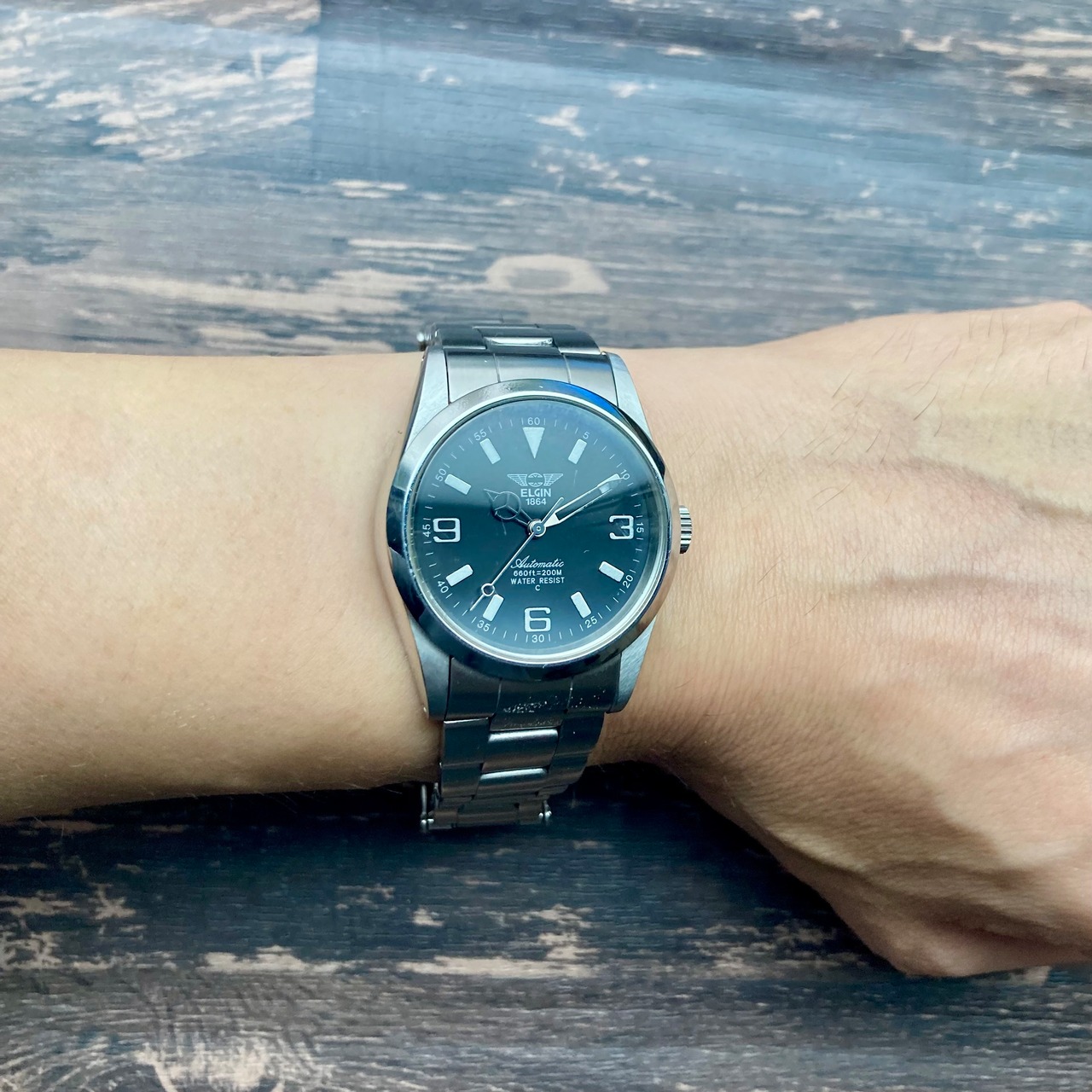動作品】エルジン ELGIN メンズ 腕時計 自動巻き 男性 黒文字盤 | かし 