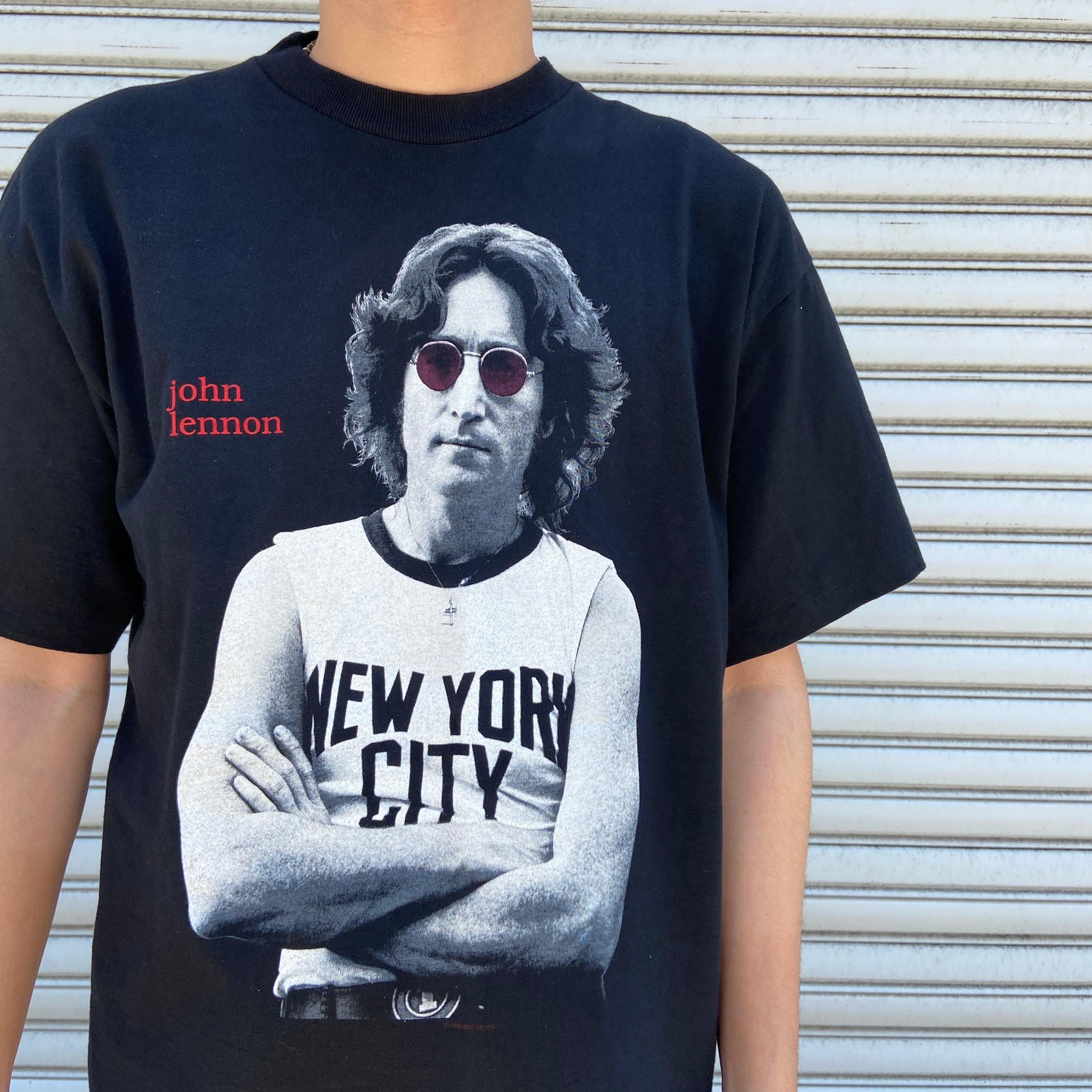 90s USA製 ジョンレノン バンドTシャツ 両面プリント ブラック L