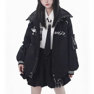 ジップアップハイネックホワイトライン中綿ジャケット（lli_6475）