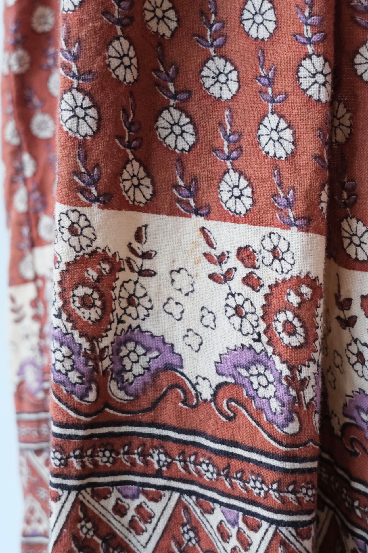 Indian cotton terracotta with lavender dress