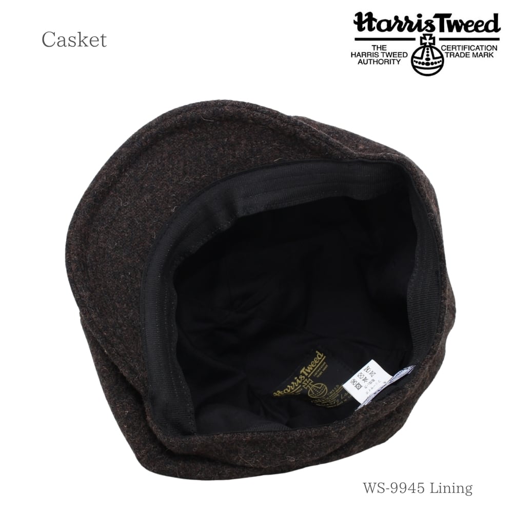 【Momotousa】別注　ハリスツイード　ハンナハッツ　キャスケット帽 Harris Tweed（ハリスツイード）キャスケット｜100周年記念 ブラック
