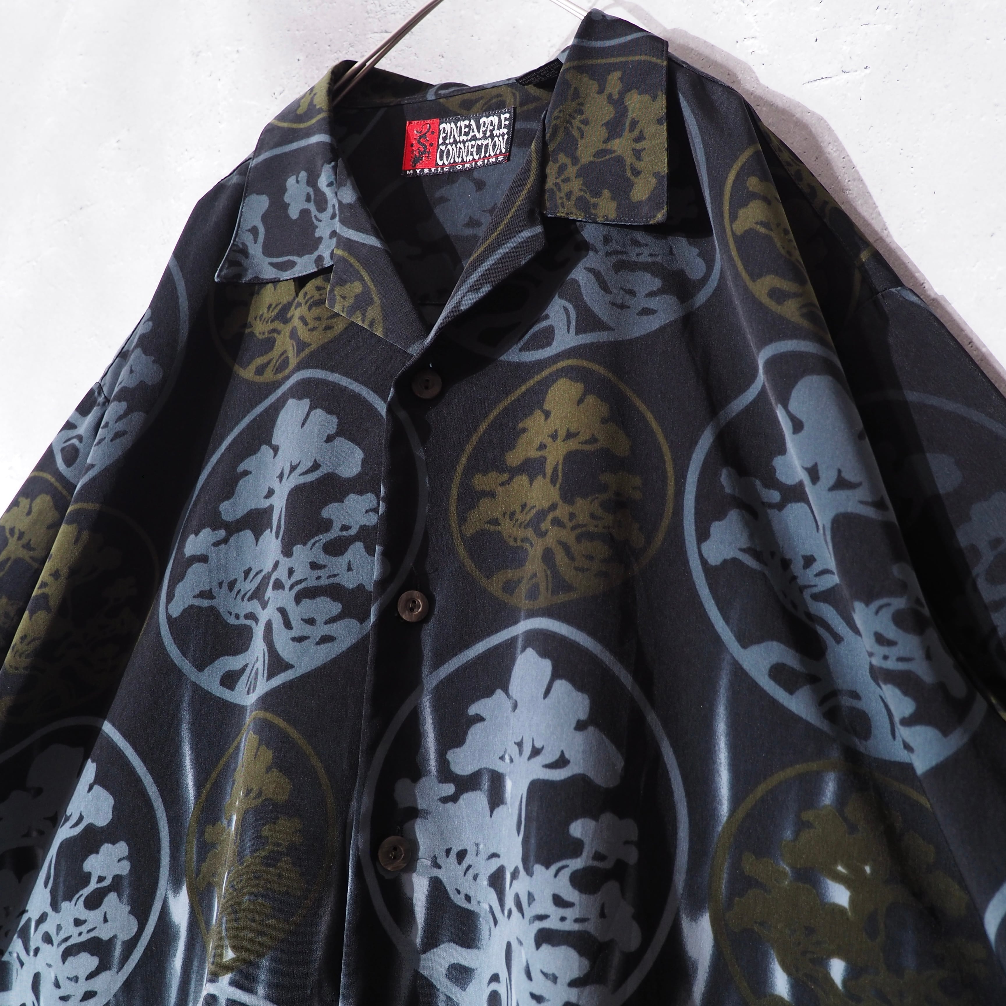 ” 五葉松 ” Japanese art pattern printed open collar shirt