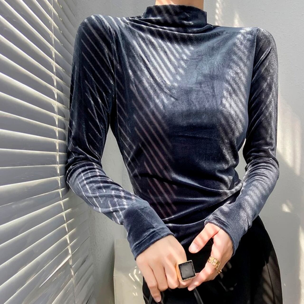 ハイネックベロアトップス【5col】 0142