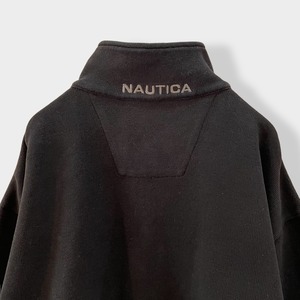 【NAUTICA】ハーフジップ スウェット プルオーバー 刺繍ロゴ ワンポイントロゴ バックロゴ LARGE ノーティカ 黒ボディ US古着