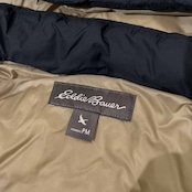 Eddie Bauer エディーバウアー 900フィルパワー ダウン ベスト M/P /フード付き/ネイビー/レディース