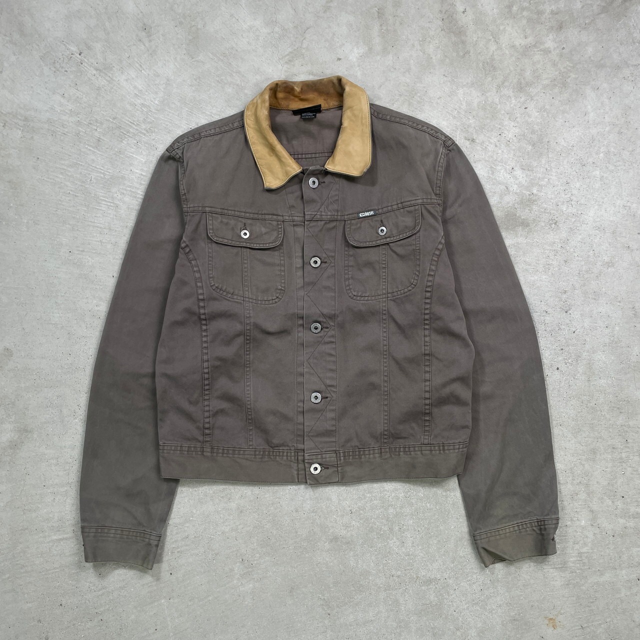 DIESEL ディーゼル コットントラッカージャケット 襟レザー 短丈 