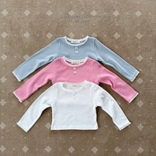 韓国子供服 / 26Autumn / 〖取寄〗Melikey / リボンボタンTシャツ / 女子服 *XS~JM*