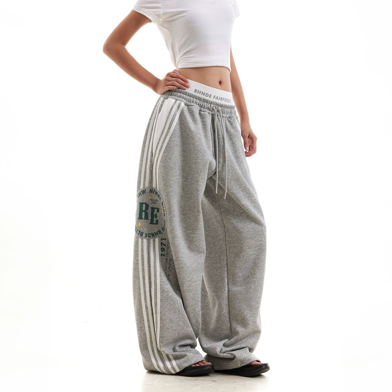 ラインロゴスウェットワイドパンツ 2col R00870