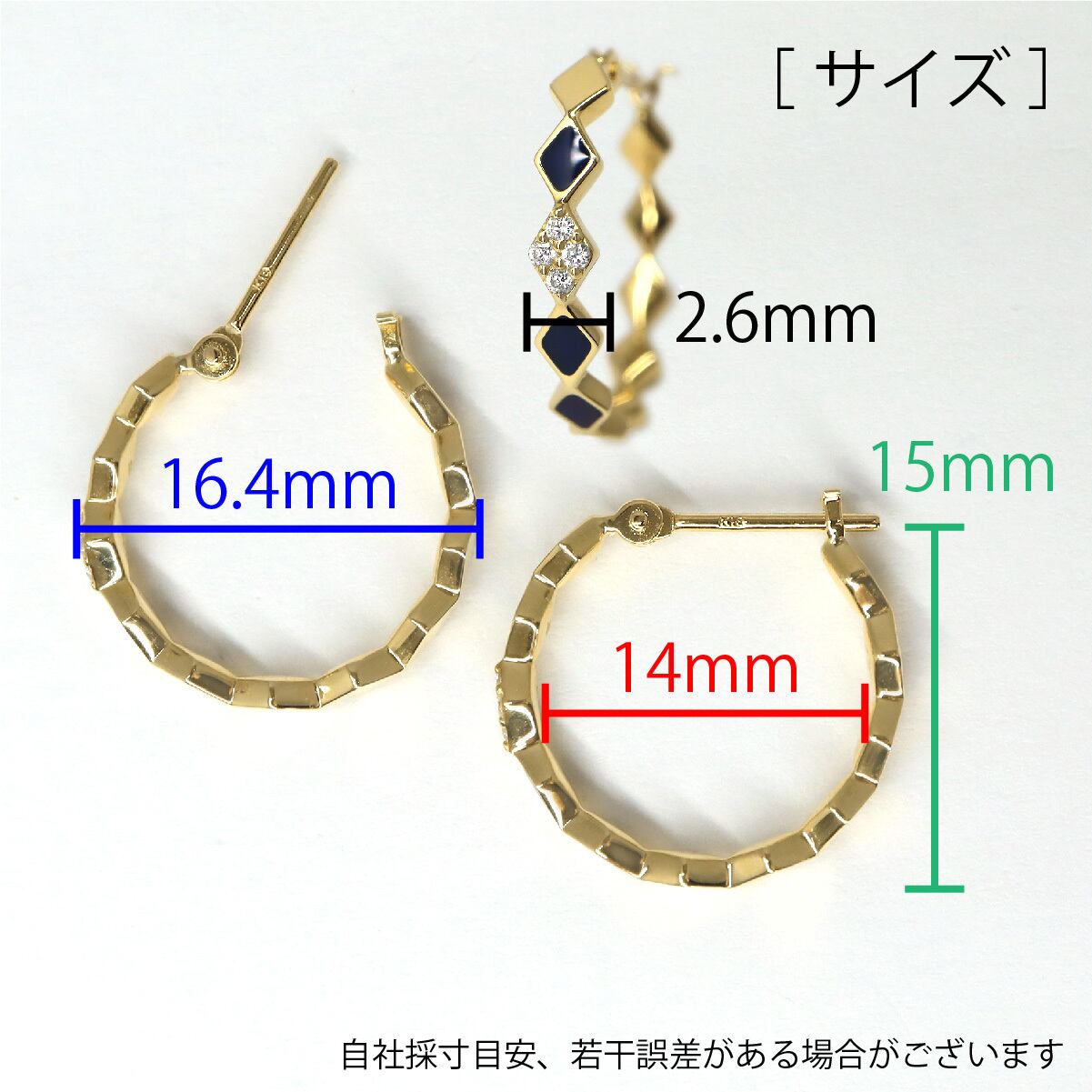 K18 ダイヤモンド/エナメル フープピアス | Sirena Azzurro 