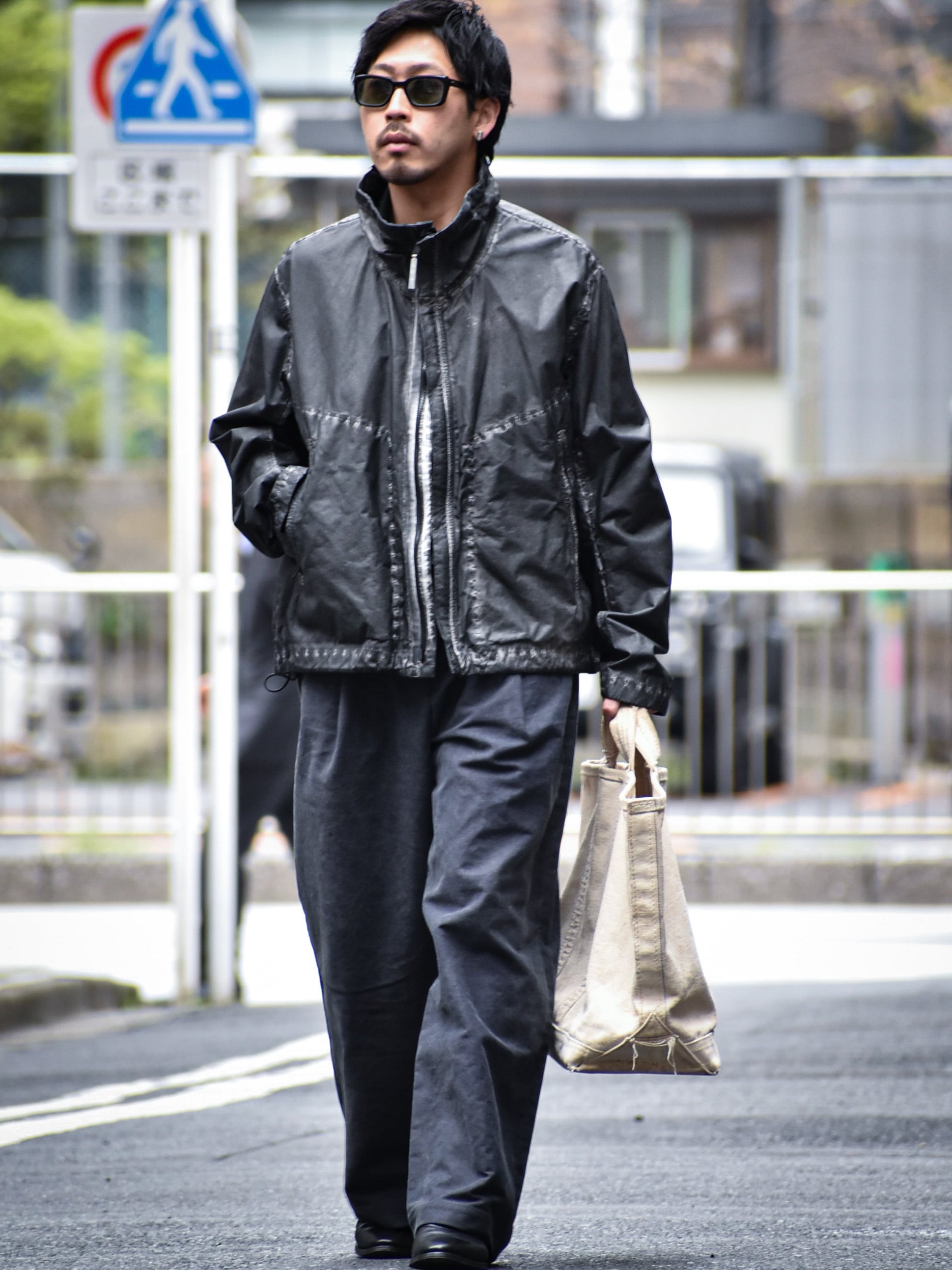 FRANK LEDER / Washed Moleskin 1 Tuck Wide Trousers / BLUE GREY | max's