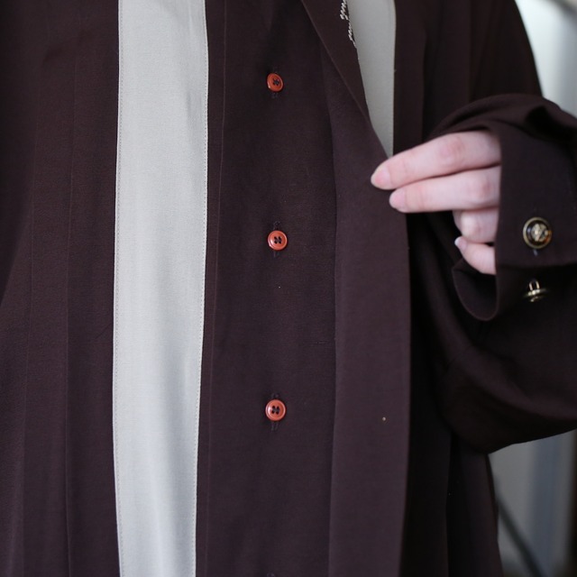 "刺繍" and pleats design super over silhouette fry-front minimal shirt