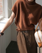Plain highneck shortsleeve Sweater T20097