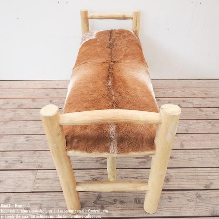 山羊毛皮 ベンチ 110cm ハラコ チェア 毛皮 天然素材 玄関 椅子