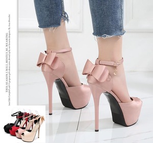パンプス ハイヒール サンダル ヒール高14㎝ レディース 4色 22-24.5㎝ リボン キャバ嬢 結婚式 パーティー 25LT208