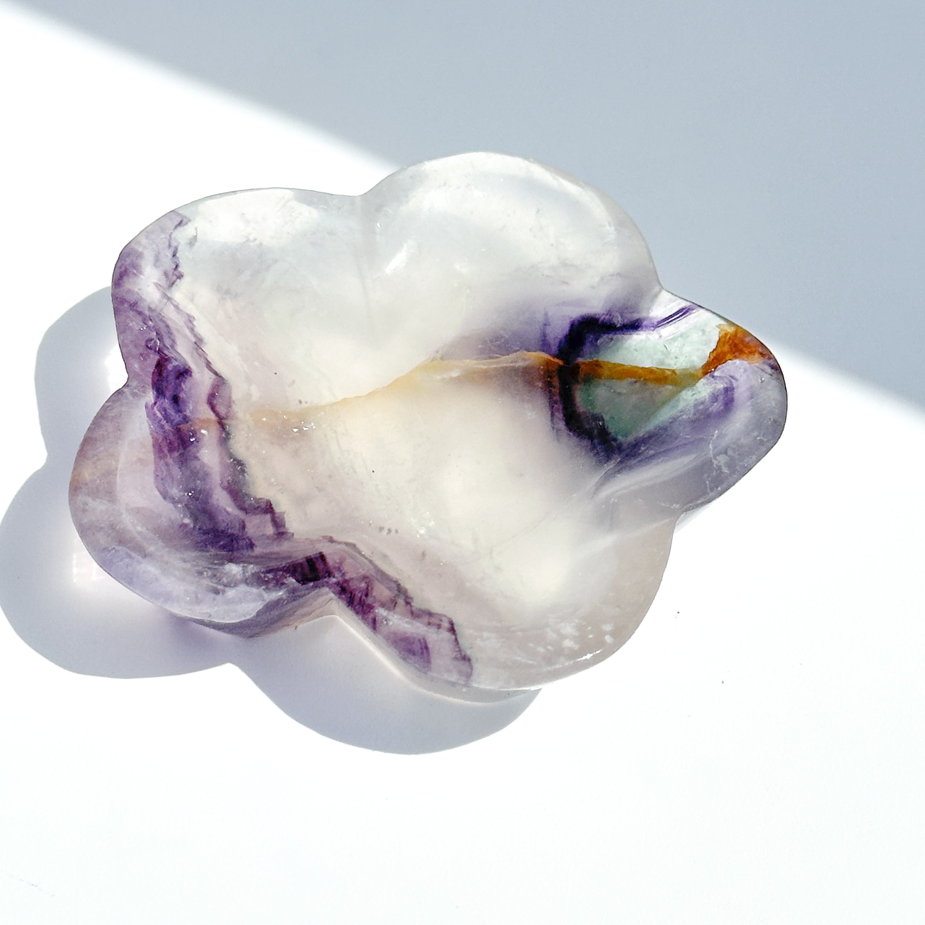 レインボーフローライト花型のうつわ03◇ RainbowFluorite ◇天然石