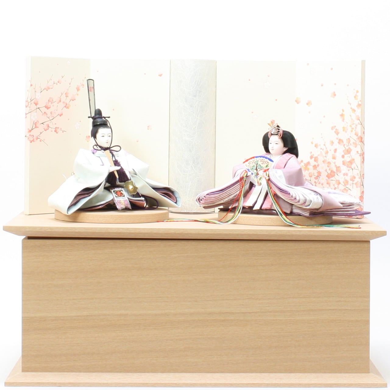 雛人形|ひな人形|初節句|コンパクト|おしゃれ|モダン|インテリア|プレミアム|こだわり|おすすめ|作家|《商品名》衣装着親王飾り 収納 京十二番 西陣織〔商品コード〕32212-0402〔品番〕T7-12-402 京十二番 京染帯 〔商品コード〕33320-9360 〔品番〕a29360 日和福梅かすみ収納