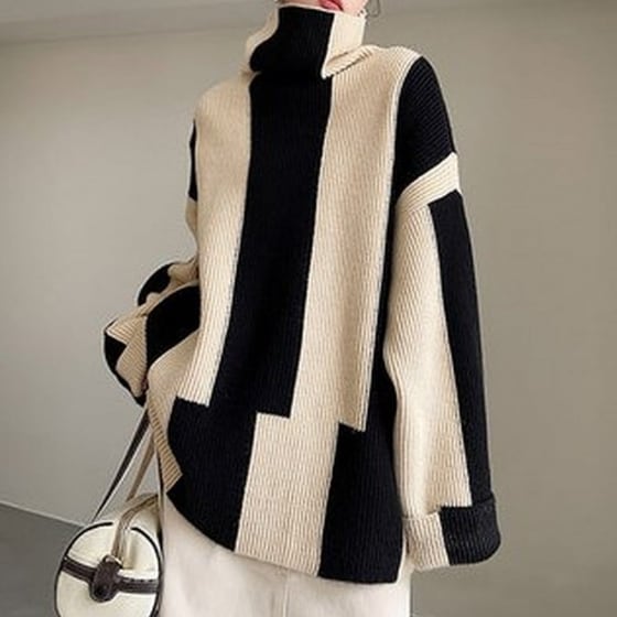 big stripe turtleneck knit 10327