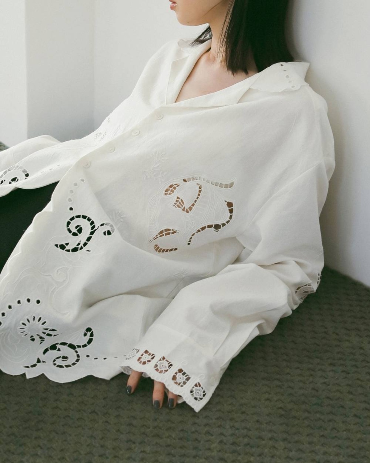anuke 】Cutwork Opencollar Shirts | valance 福井｜レディース 