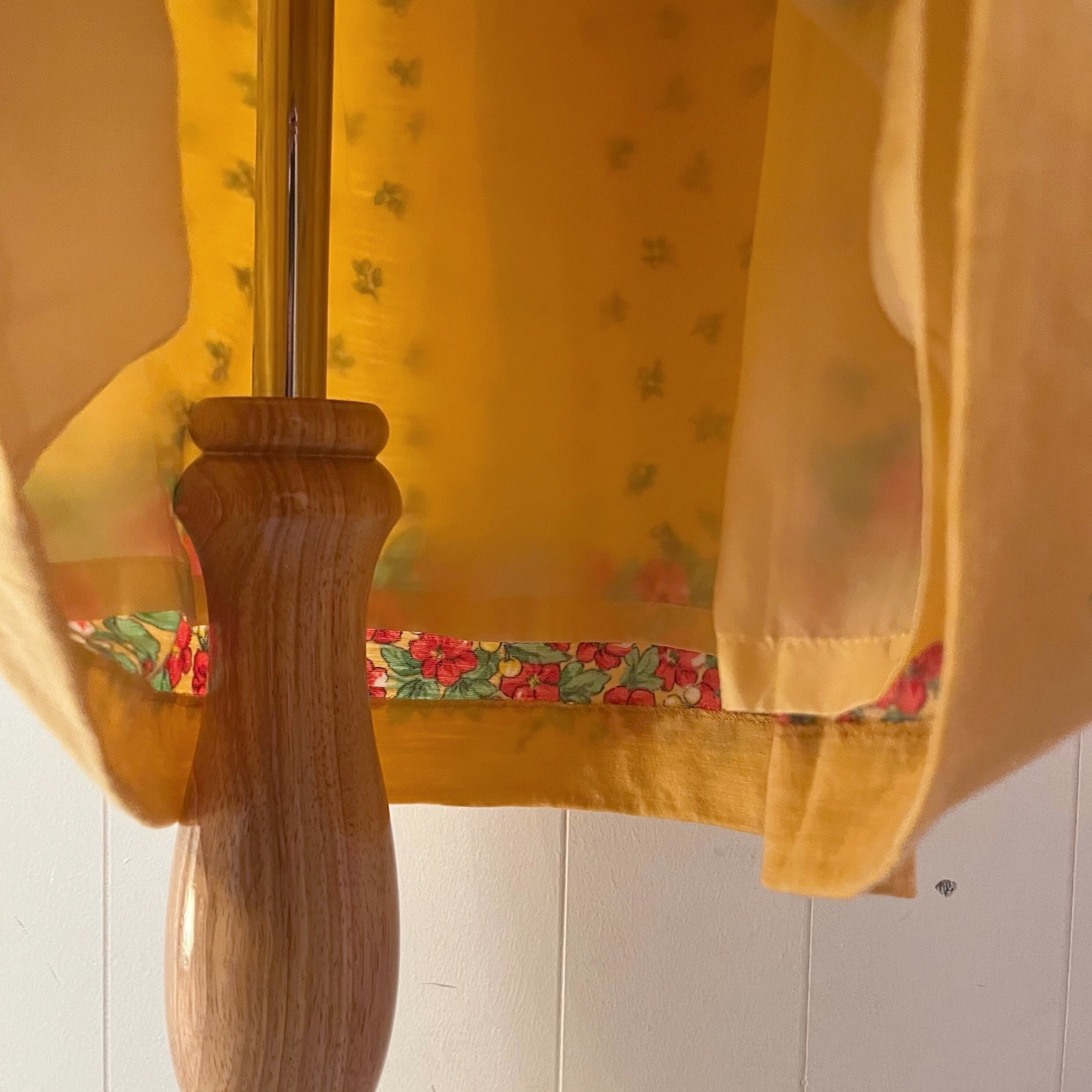 flower line yellow gather one-piece