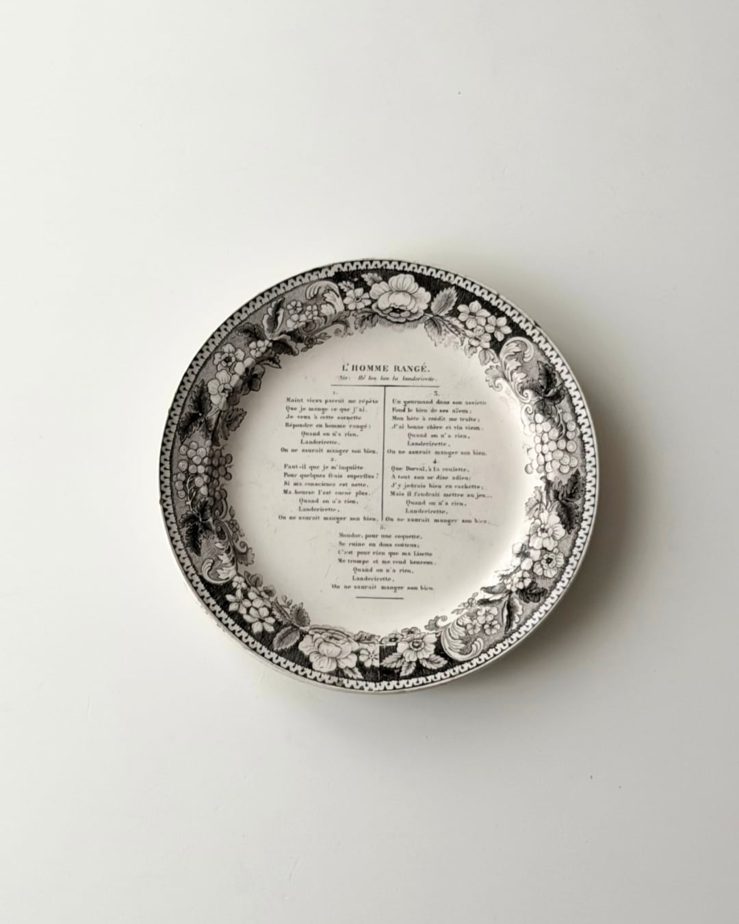 Creil et Montereau クレイユモントロー / “LA NATURE” シャンソンプレート 1825–1833s