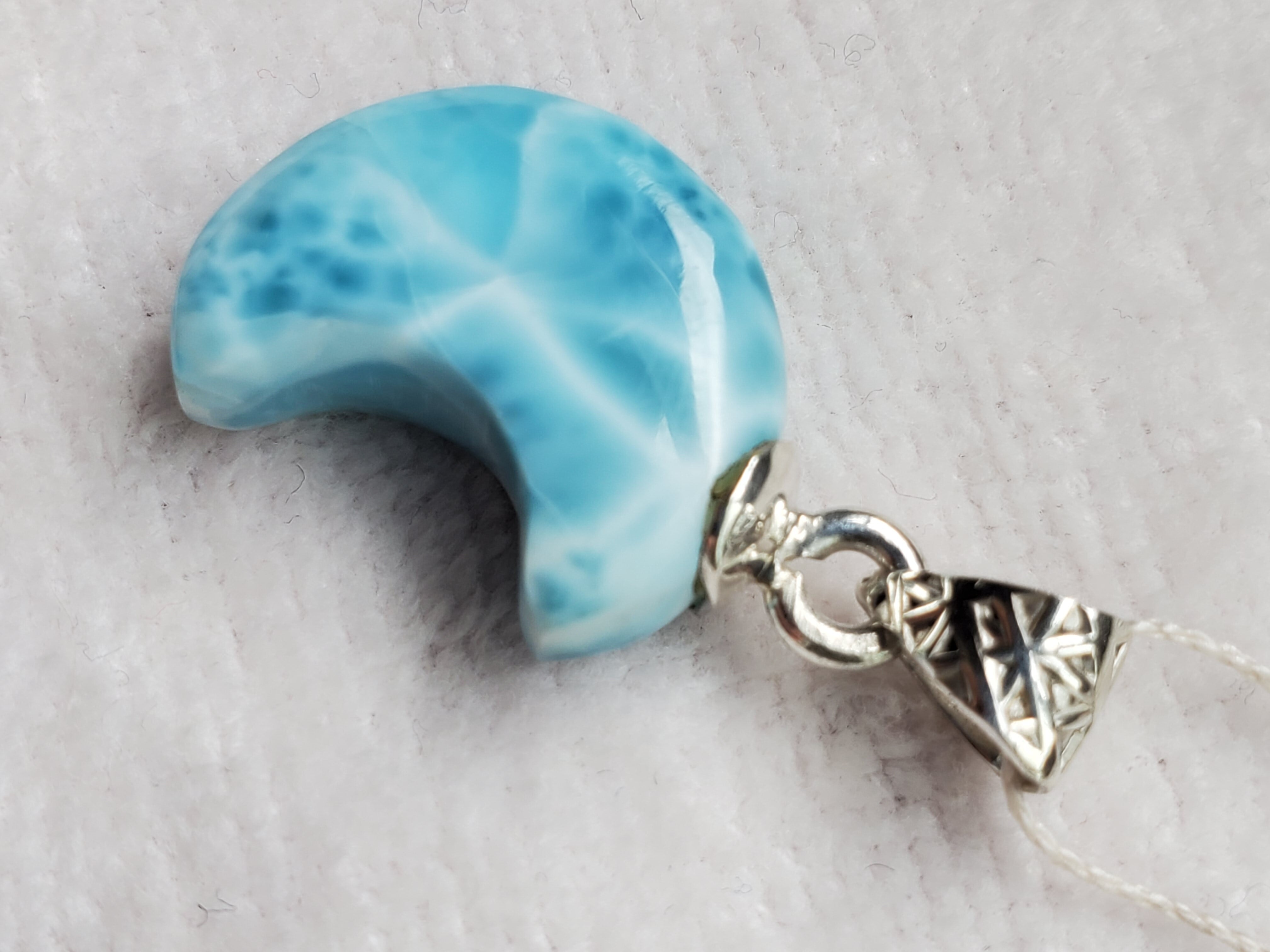 高品質　ラリマー　お月型ペンダント　ネックレス　2-8 月型ラリマー 925silver 天然石ペンダントトップ アクセサリー | 東京