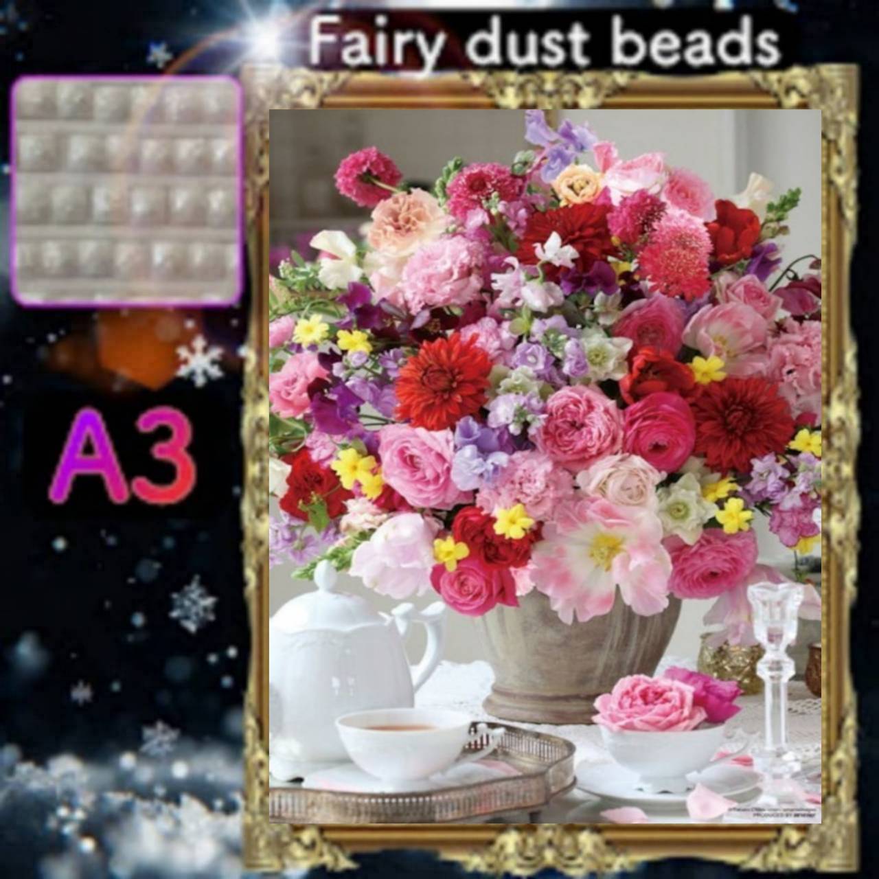 四角ビーズ(fairy1~3色入り)【fairydust-229】A3サイズ☆ダイヤモンドアート