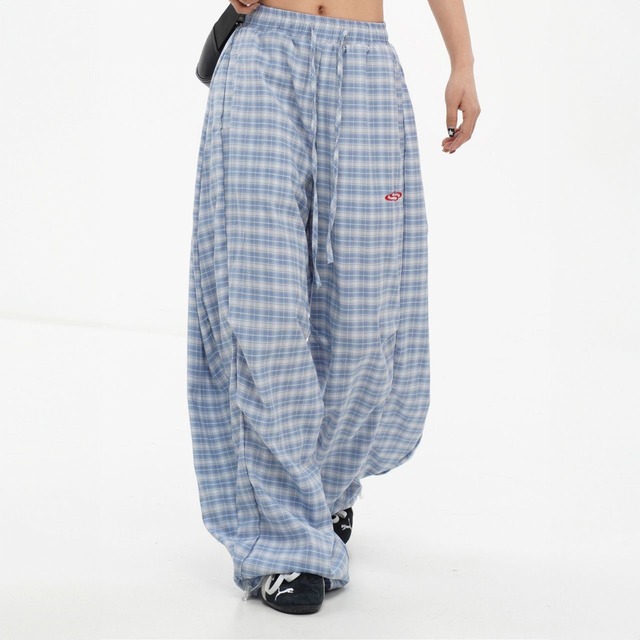 チェックワイドイージールーズパンツ 4col R00441