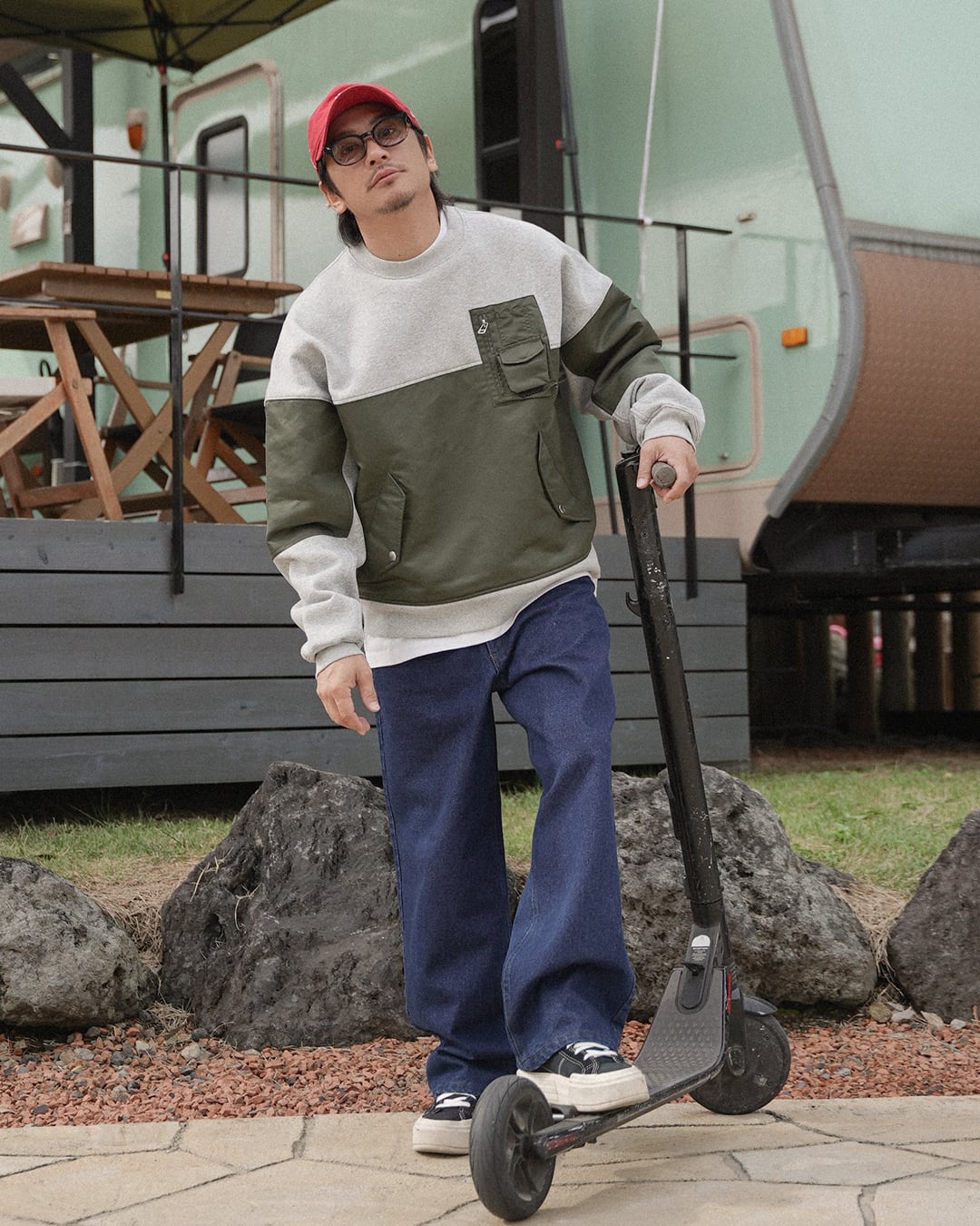 Re:room】SWITCHING TWILL SWEAT TRAINER［REC865］ | #Re:room