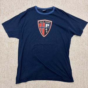 POLO SPORT SHIELD LOGO T–SHIRT NAVY 1990'S OLD
