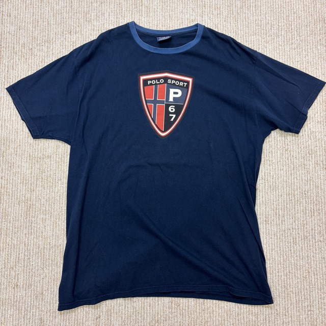 POLO SPORT SHIELD LOGO T–SHIRT NAVY 1990'S OLD
