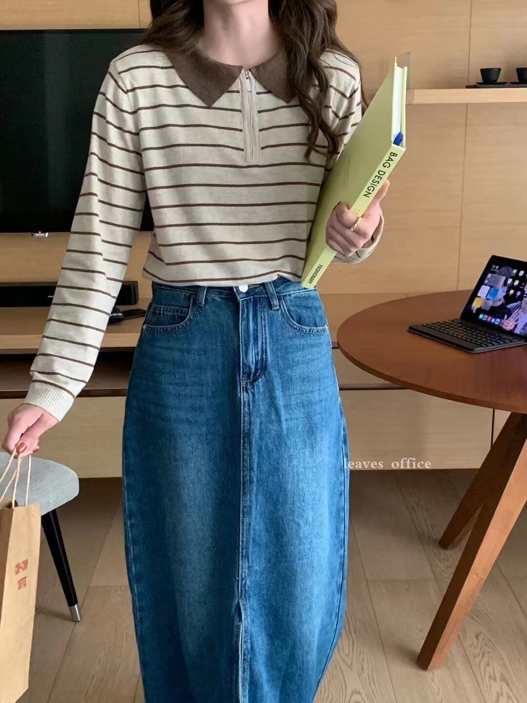 襟付きボーダートップス AJ2085-I001