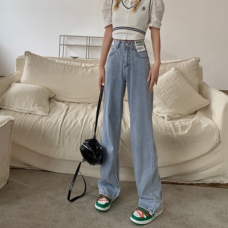 ジーンズ サマー薄手ハイウェストウェストロングパンツ ルーズワイドレッグ 夏物 ワイドパンツ 1号婦人75718436798