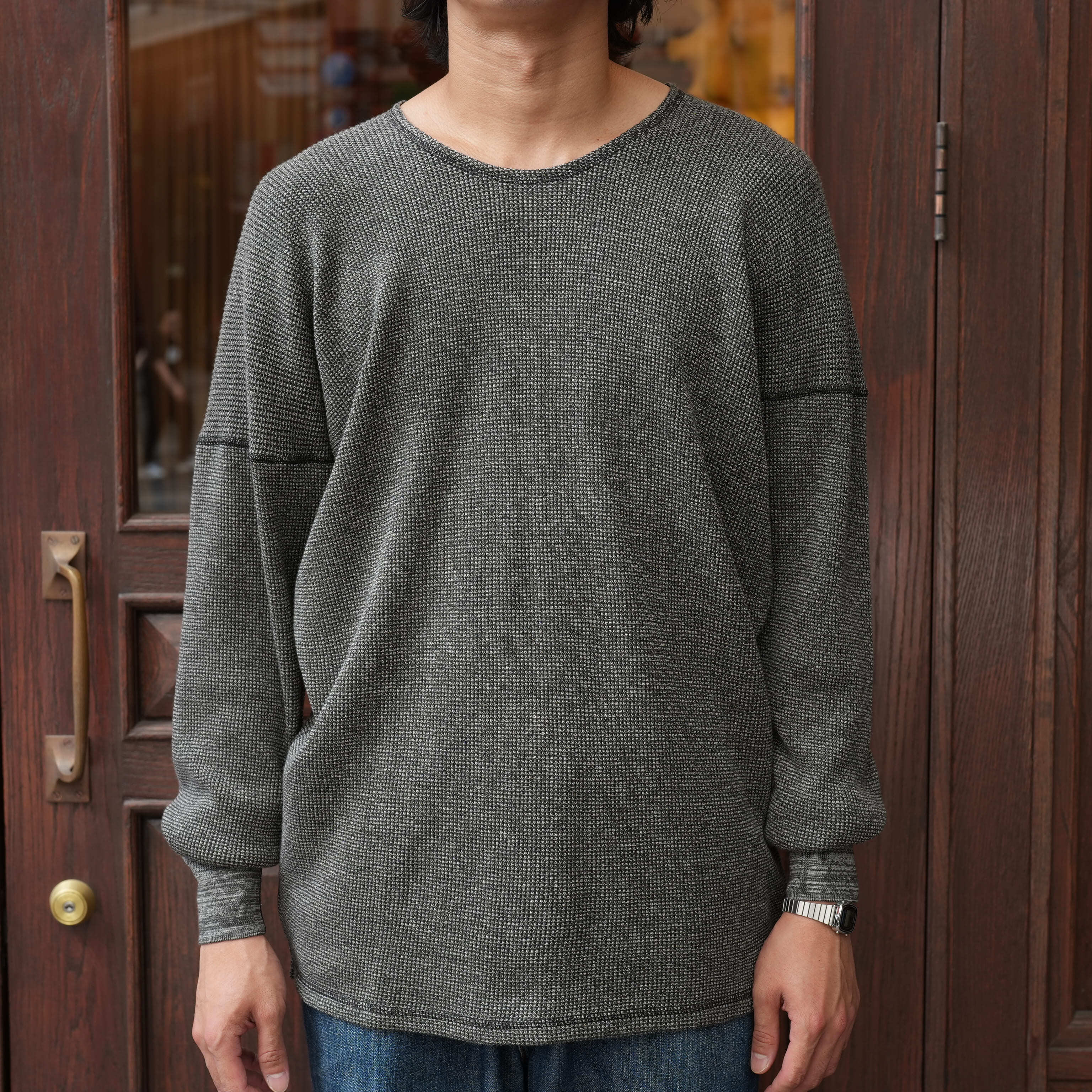 Olde Homesteader YOUTH (オールドホームステッダーユース) "EXTRA SOFT THERMAL OVAL NECK LONG SLEEVE" -BLACK×ECRU-