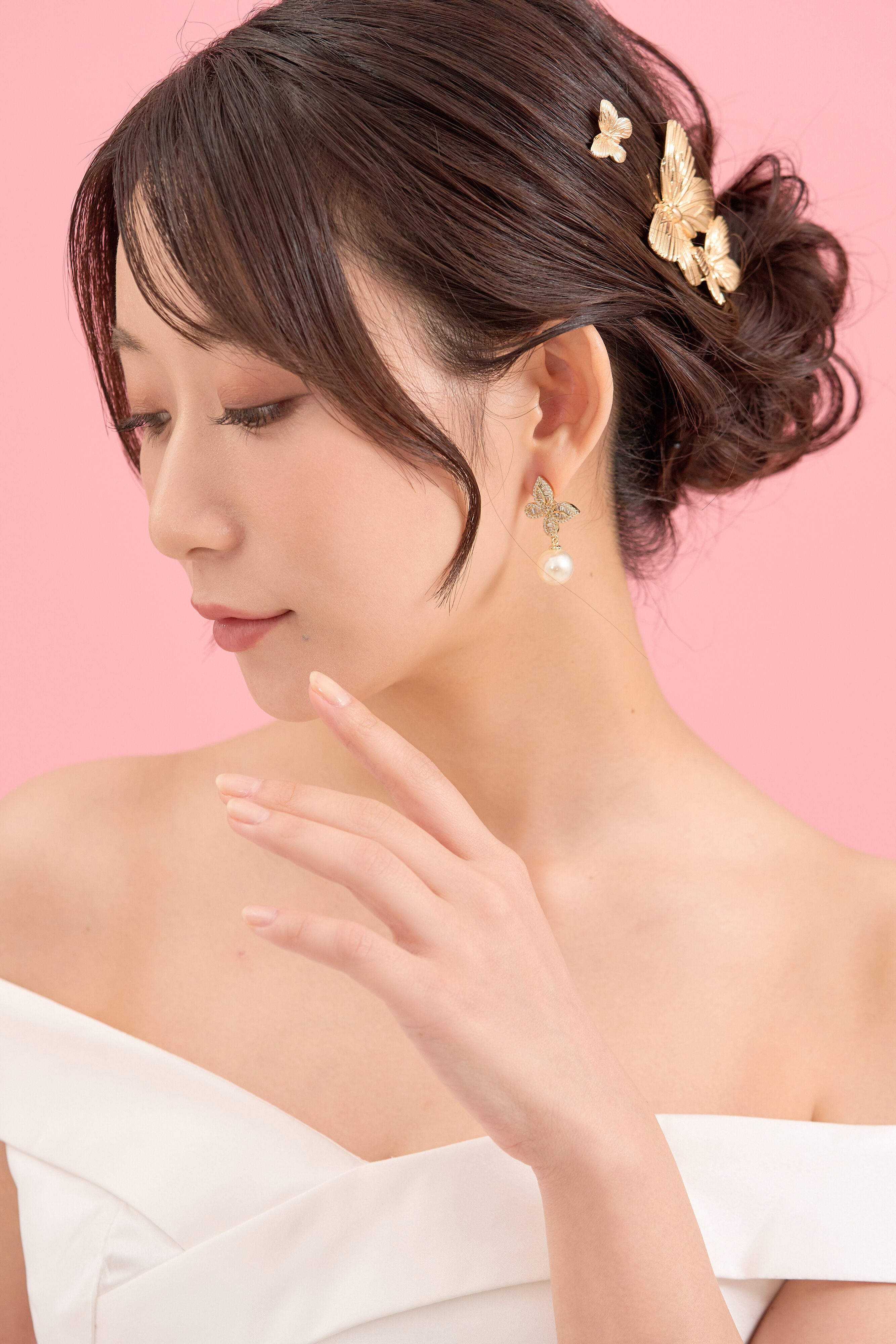 H-162 Butterfly ヘアピン 4点セット Silver/Gold | ティアラ