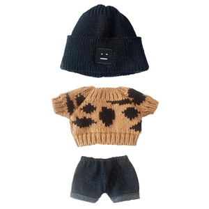 【数量限り】niannyyhouse　人形の服 20cm　着せ替え　帽子+セーター+半ズボン　3点セット　ツイストセーター　ぬいぐるみ 用　綿人形の服　人形ベビー服 (b5)