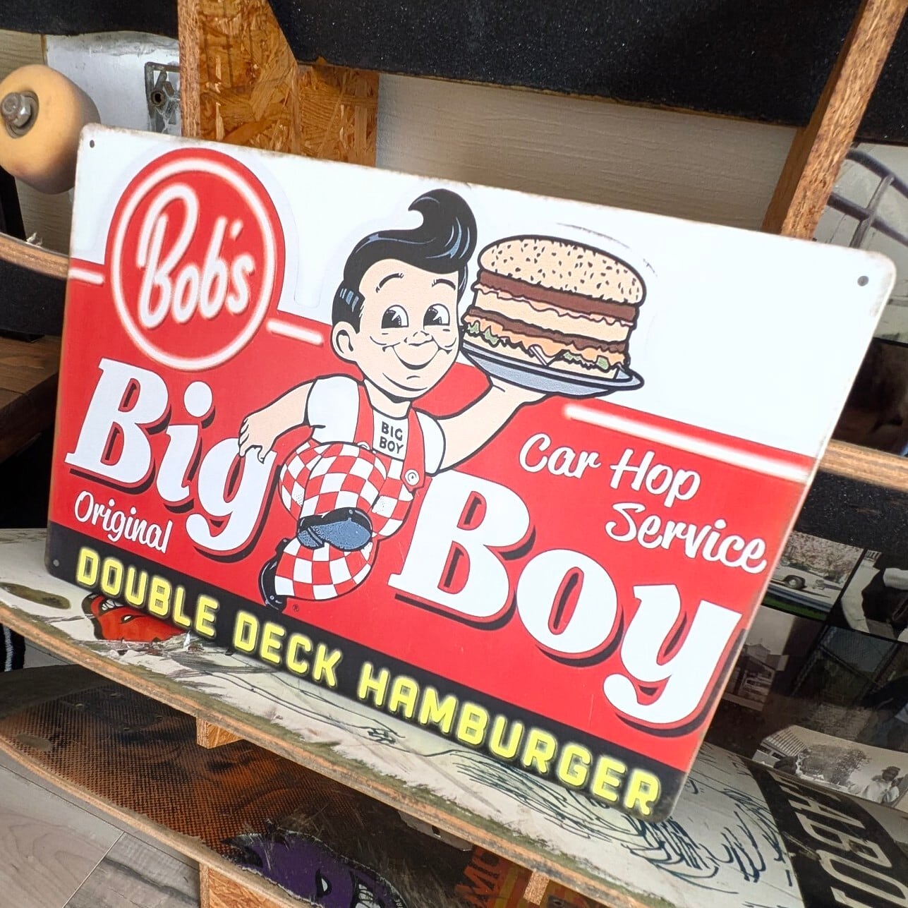 送料無料！ちょうどいいブリキ看板 【ビッグボーイ（Big Boy）】 METAL SIGN / メタルサイン / ブリキ看板 / サインボード / ビンテージ加工〚アメリカン雑貨 アメトイ〛